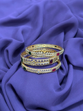 Glitter Jewellery Triple Bangle Set with Multicolor Stones & Delicate Motif Accents
