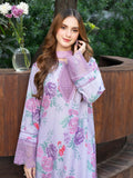 Panache Apparel Raw Silk Embroidered Stitched Suit-Lavender Bloom