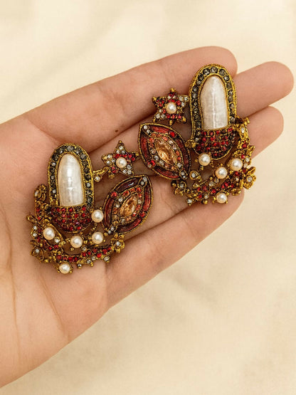 Durwaj's Pearl Embellished Stud Earrings-DW-024
