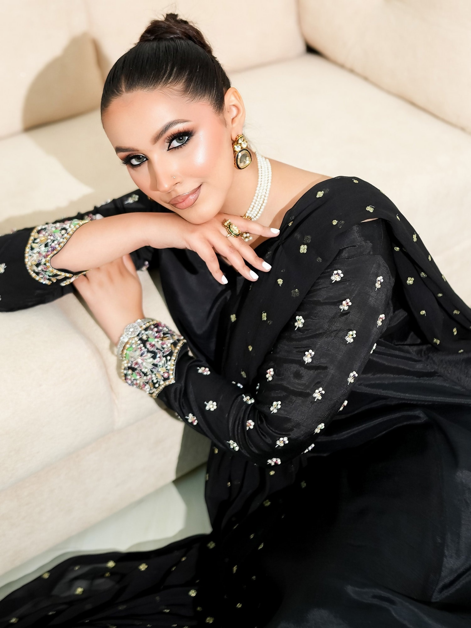 Allure By IH Fashion Calling Raw Silk Embellished Stitched 3-Piece Suit-Maanvi