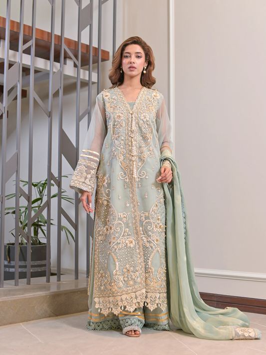Farooq Hameed Studio Eid Collection'24 Organza Embroidered Stitched 3-Piece Suit-Mahira