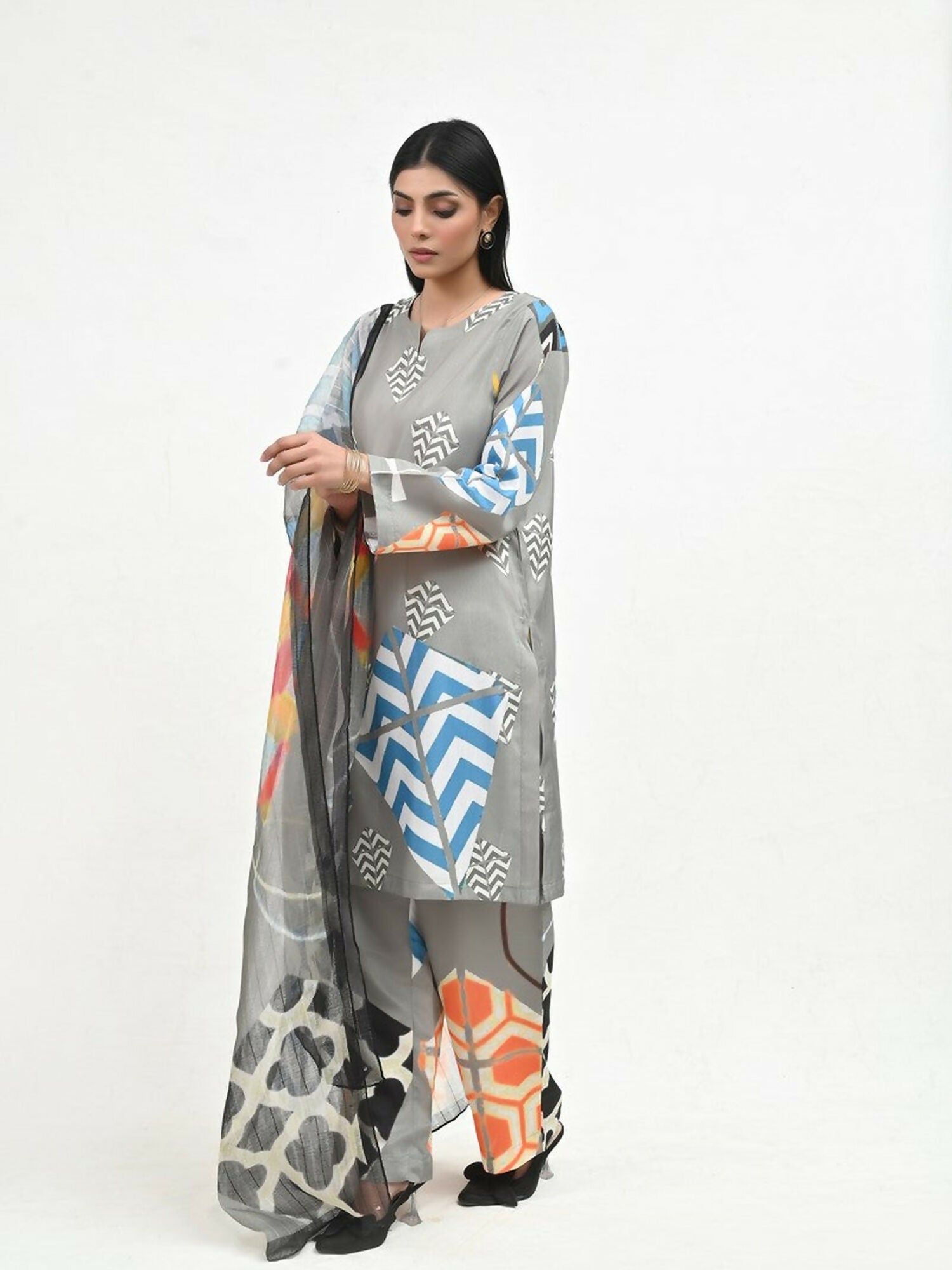Imran Aftab Basant Mela Raw Silk Printed Stitched 3-Piece Suit-IARP 02