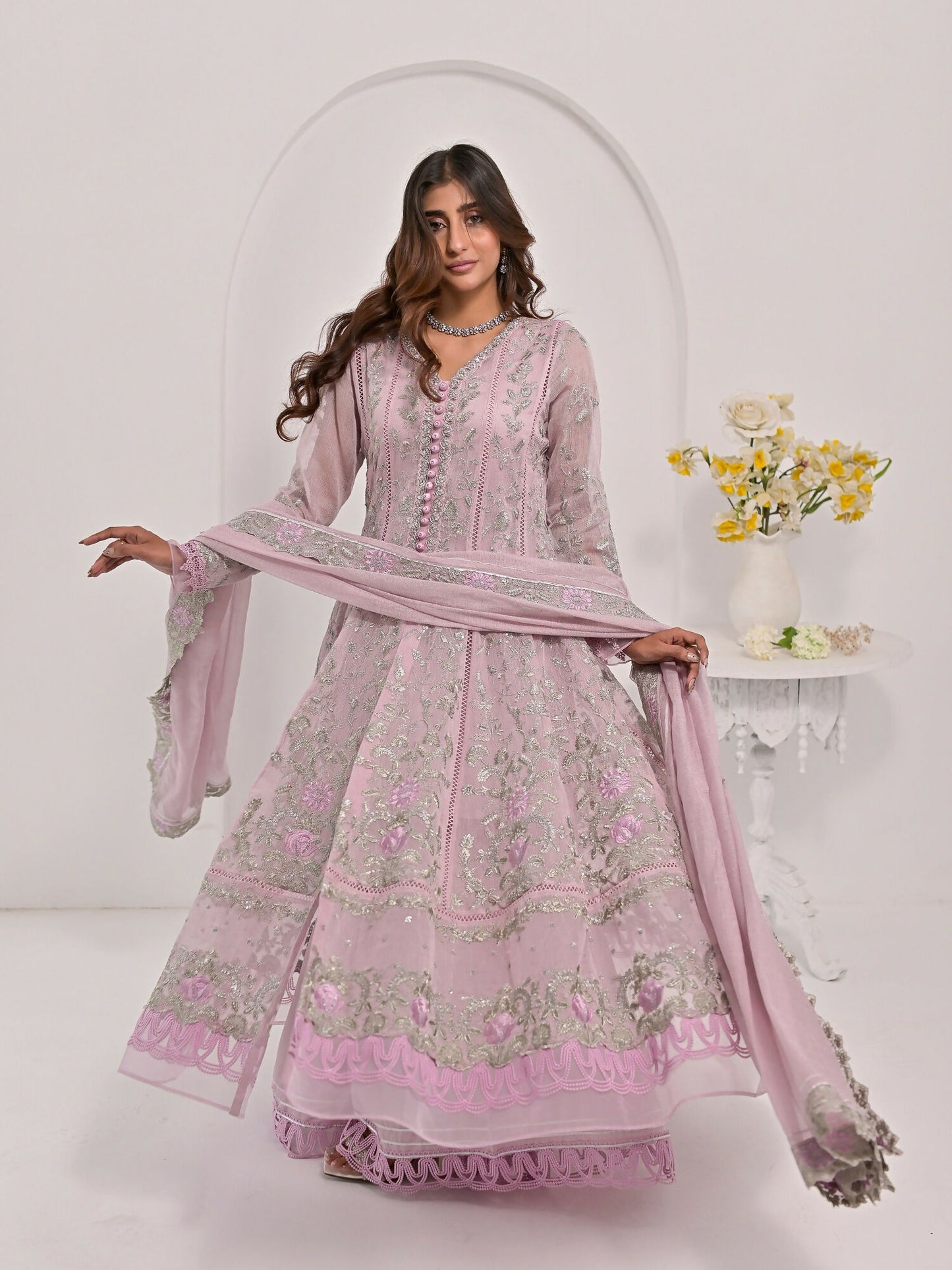 Farooq Hameed Studio Pariza Lux Festive'25 Khaadi Net Embroidered Stitched 3-Piece Suit-Sibel