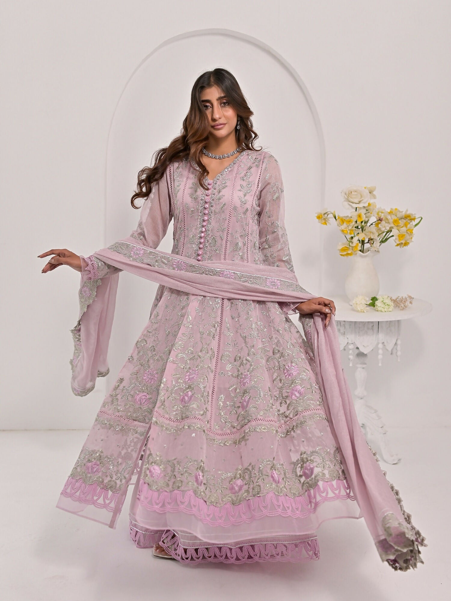 Farooq Hameed Studio Pariza Lux Festive'25 Khaadi Net Embroidered Stitched 3-Piece Suit-Sibel