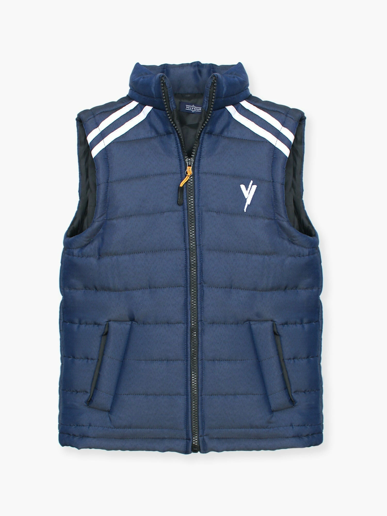 Blue Velvour Puffer Jacket-VJ35-B