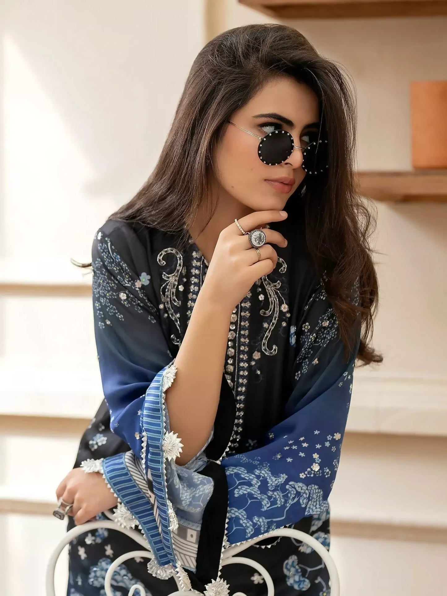 Shiza Hassan Miha Luxury Pret Satin Silk Embroidered 3-Piece Suit-Stardust