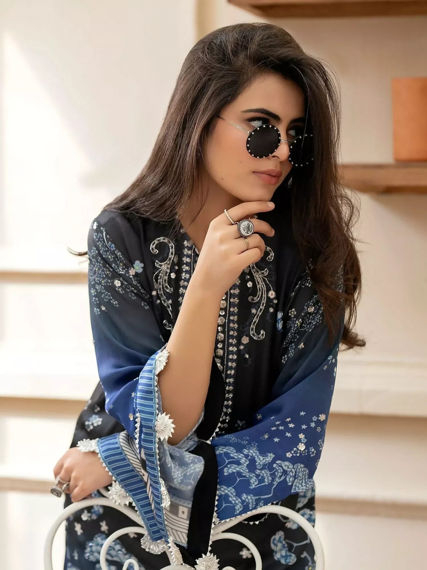 Shiza Hassan Miha Luxury Pret Satin Silk Embroidered 3-Piece Suit-Stardust
