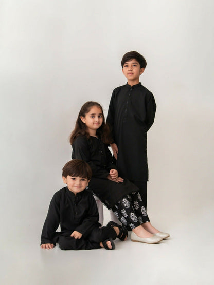 Kidoz Kloset Wash and Wear Stitched Kurta Pajama-Soft Shadow-Boy