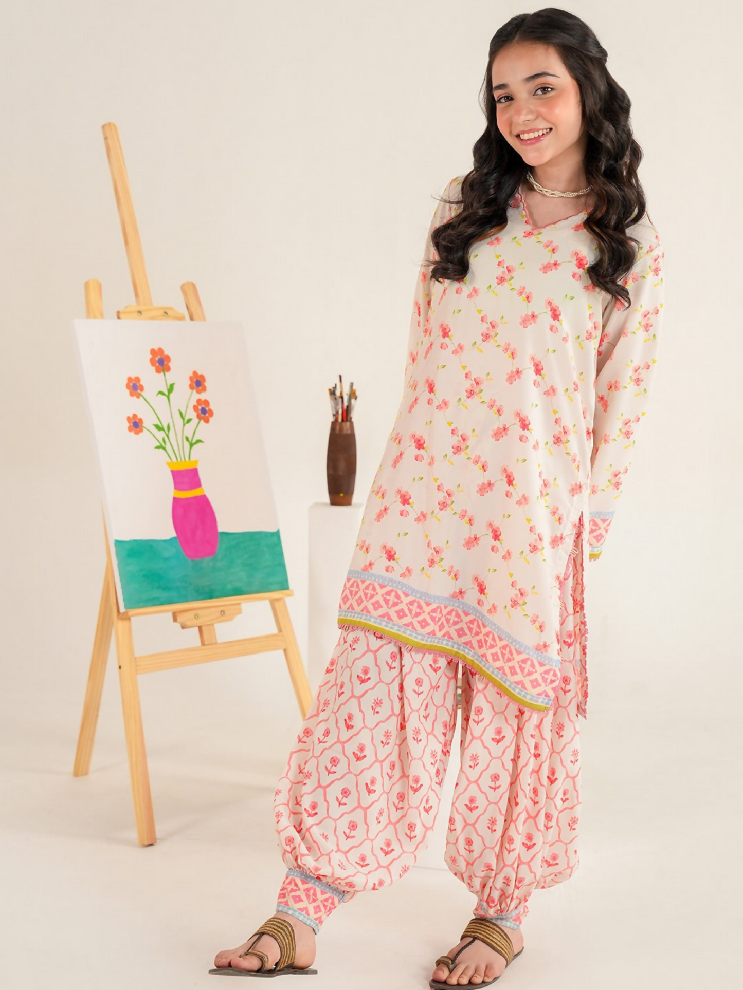 Panache Apparel Bloomie Silk Lawn Printed Stitched Suit-Paintsy