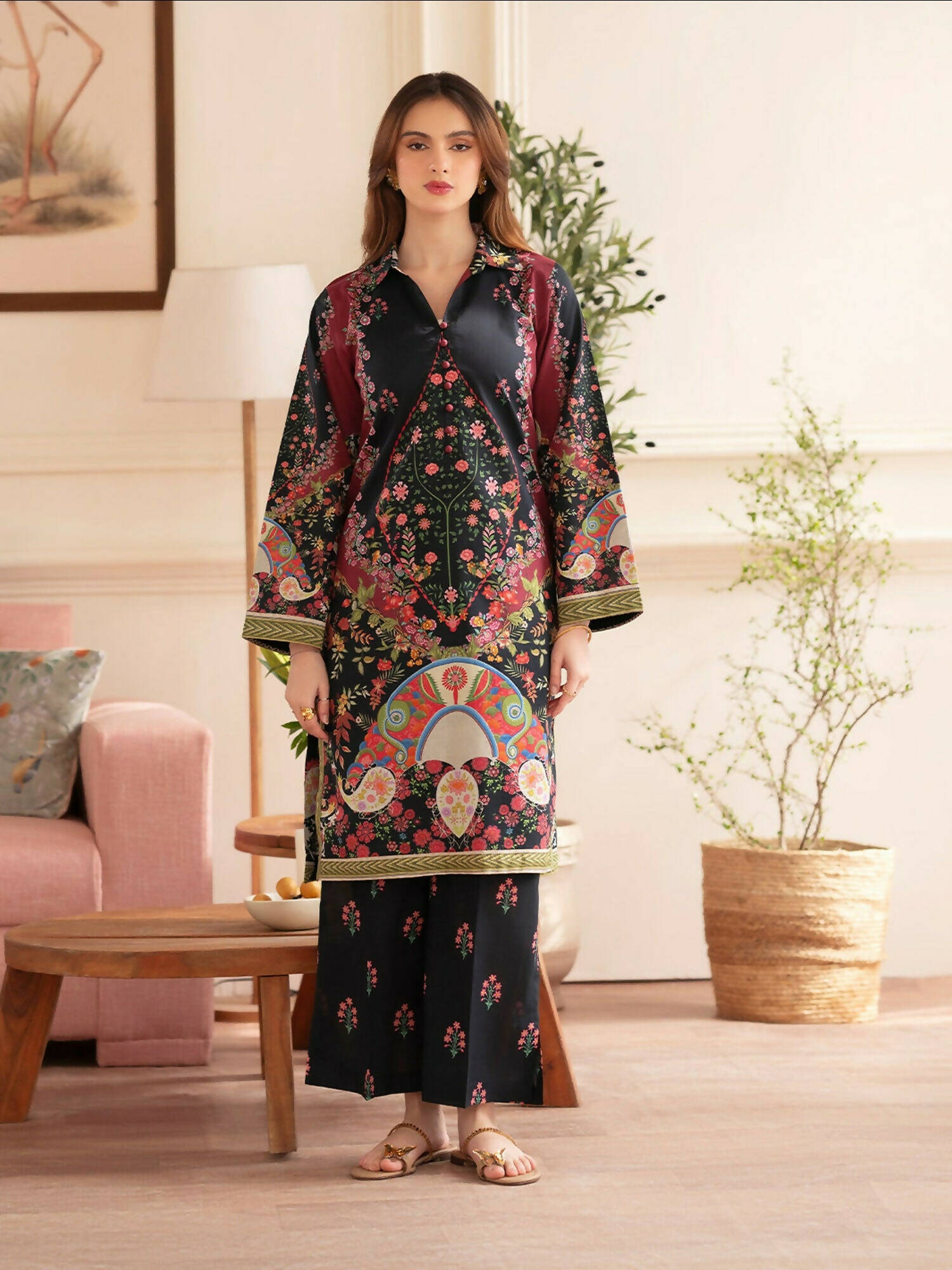 Mahnur Noir Lawn'26 Printed Co-Ord Set-N-08