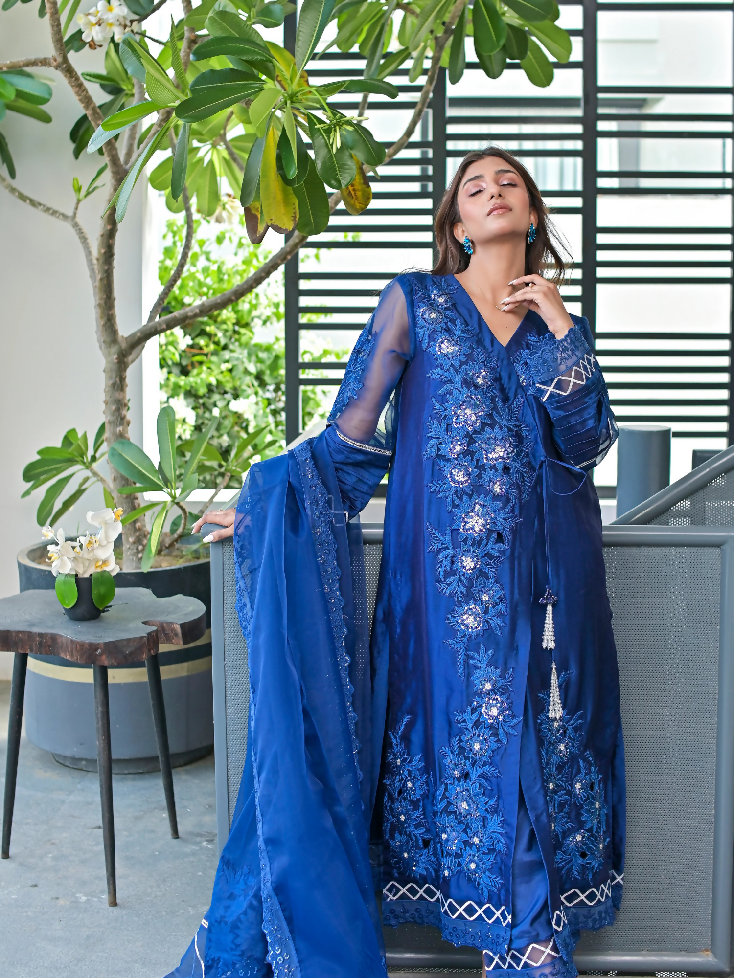 Farooq Hameed Studio Eid Edition'24 Silk Embroidered Stitched 3-Piece Suit-Freya