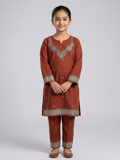 Brown Bin Shaukat Pima Lawn Embroidered Stitched 2-Piece Suit
