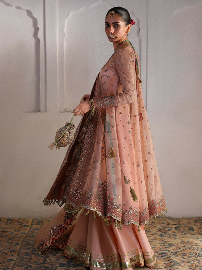 Hussain Rehar Festive Unstitched'26 Organza Embroidered 3-Piece Suit-Malka