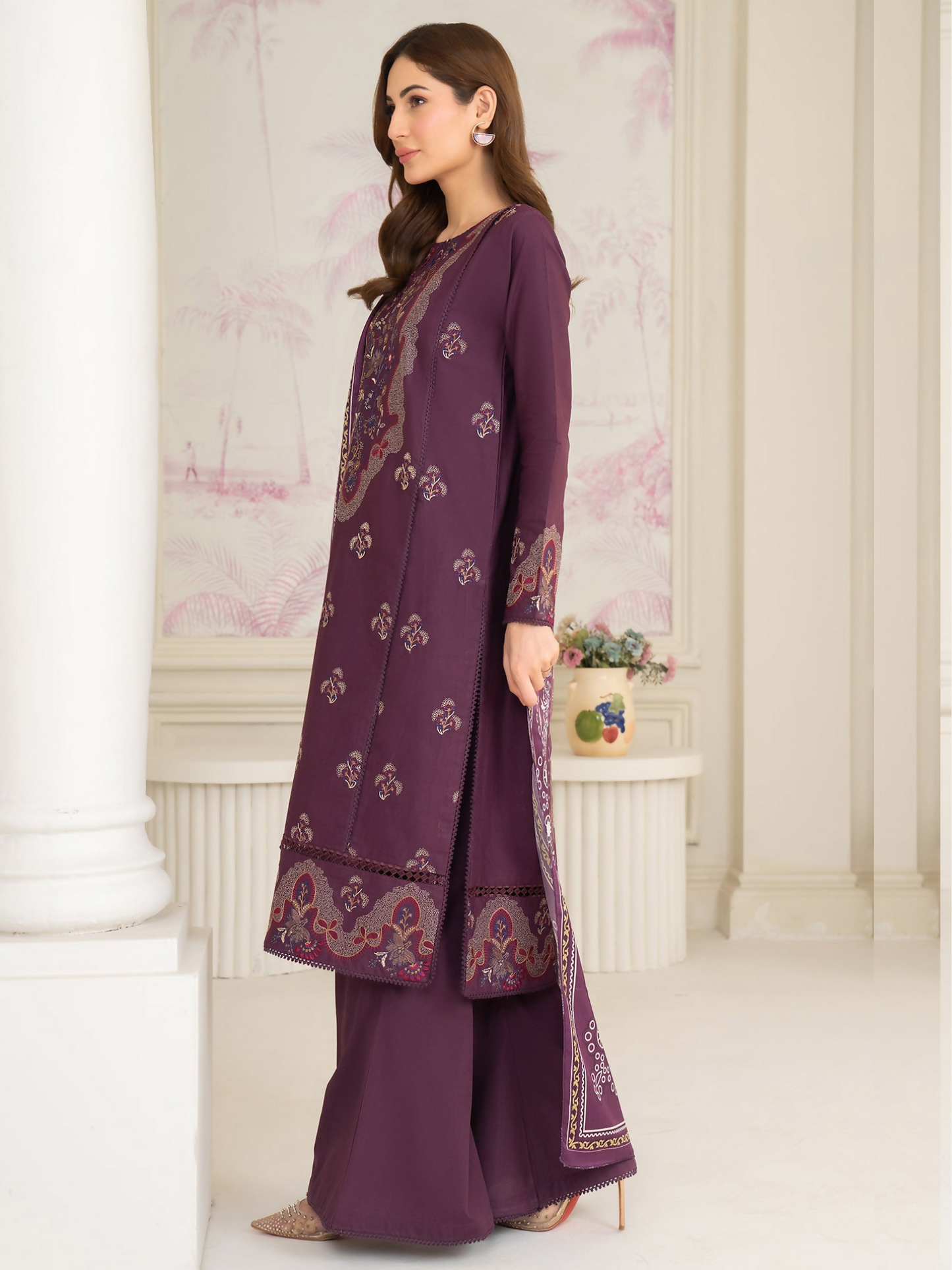 Panache Apparel Winter Whisper Khaddar Embroidered Stitched Suit-Snowfall