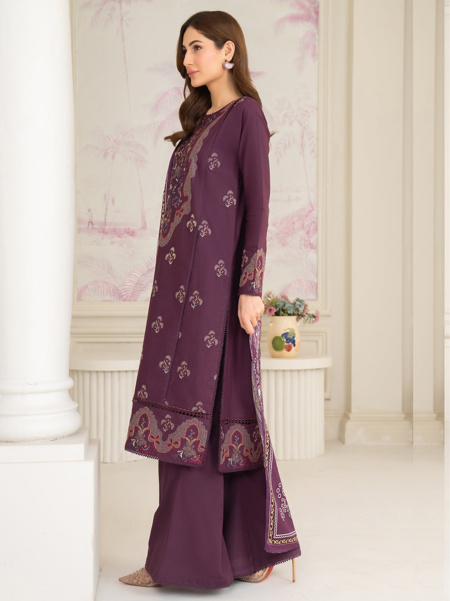 Panache Apparel Winter Whisper Khaddar Embroidered Stitched Suit-Snowfall