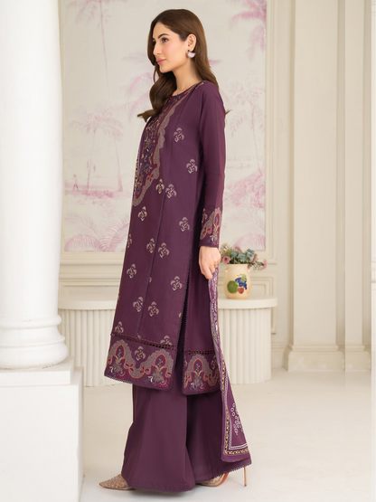Panache Apparel Winter Whisper Khaddar Embroidered Stitched Suit-Snowfall