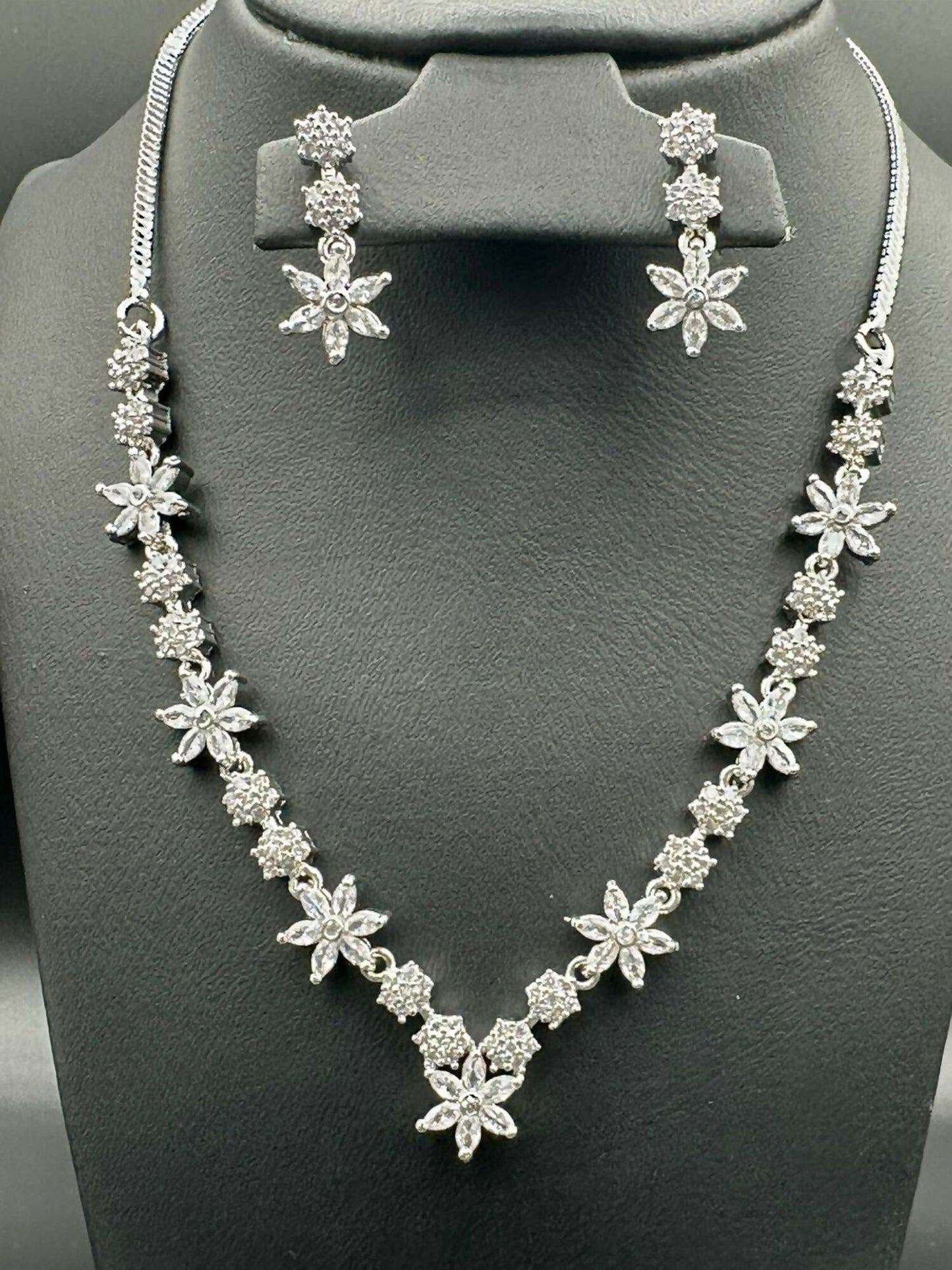 H&A Jewellery One Carat Silver Rhodium Plated Jewellery Set