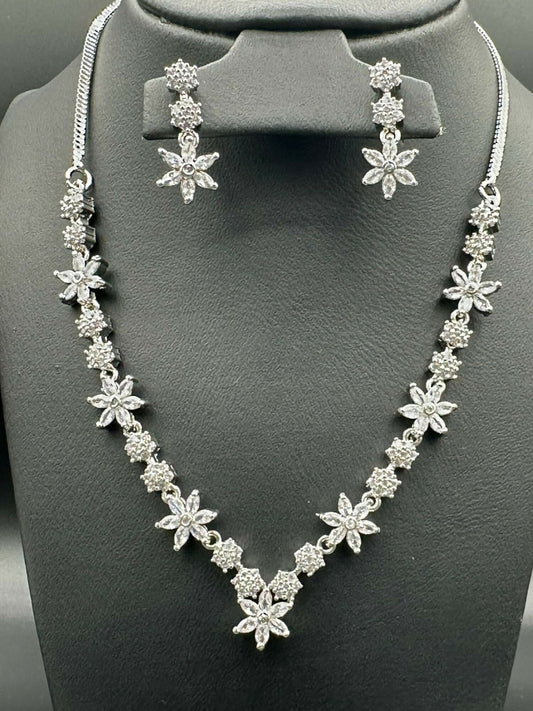 H&A Jewellery One Carat Silver Rhodium Plated Jewellery Set