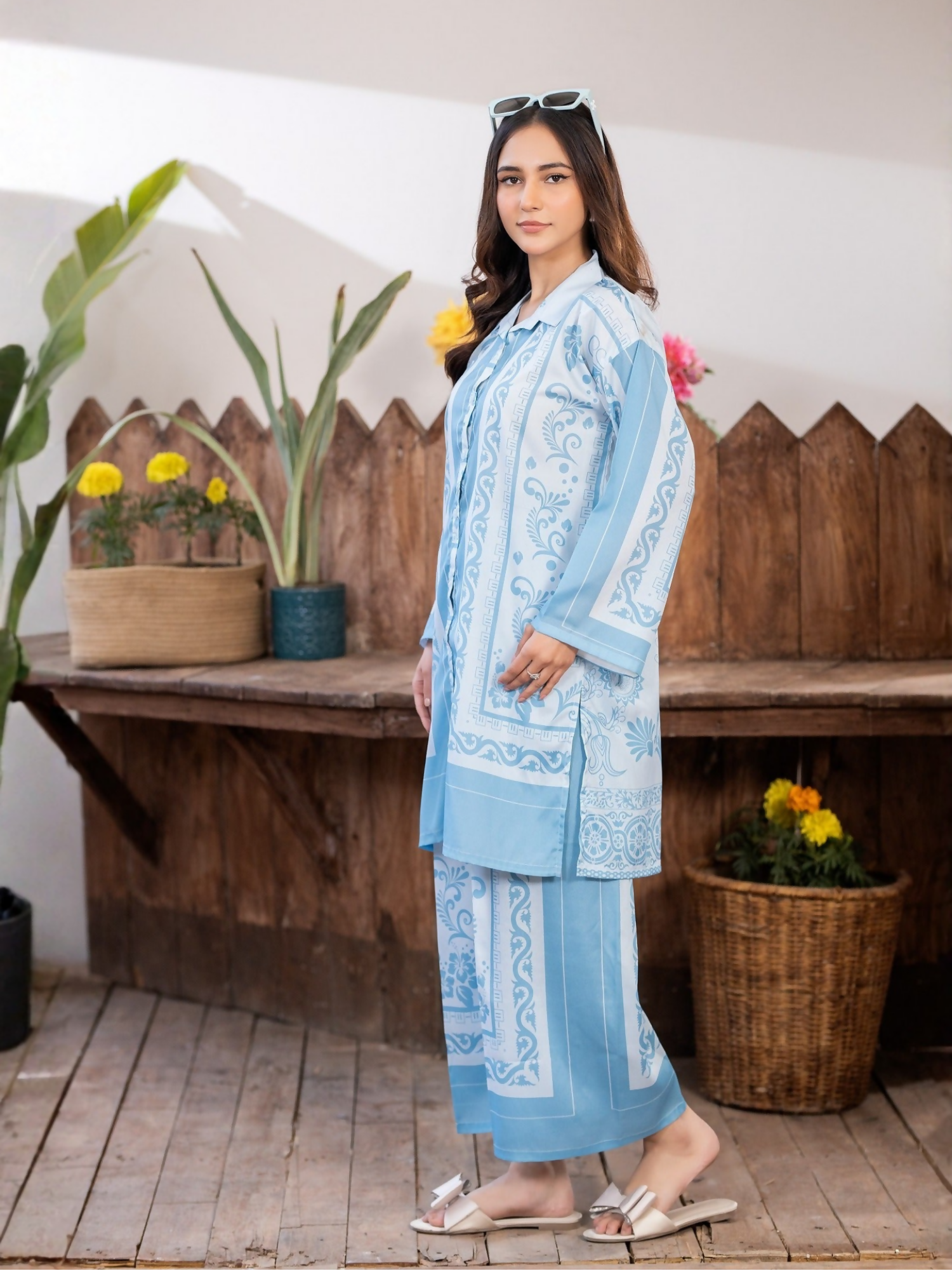 Panache Apparel Crepe De Luxe Crepe Printed Co-Ord Set-Twinset
