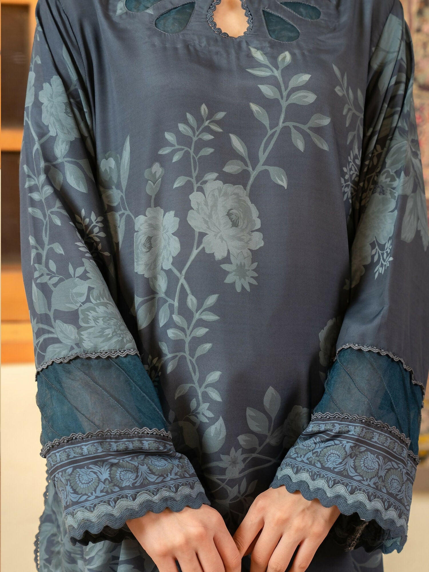 Panache Apparel Mah-e-Noor Khaddar Printed Stitched Suit-Slate