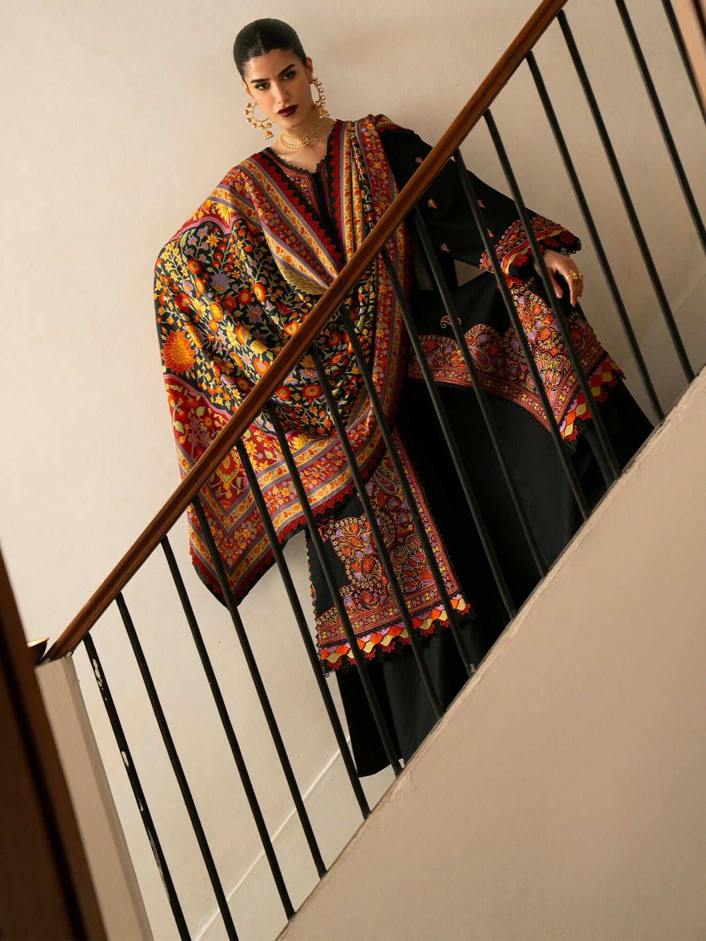 Binilyas Gulrukh Khaddar Embroidered Unstitched 3-Piece Suit-61-B