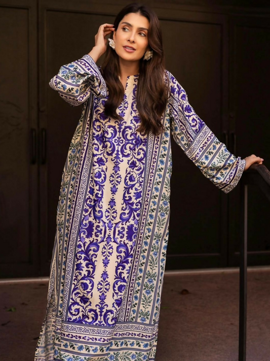 Libas-e-Khas Poly Grip Printed Kaftan Set