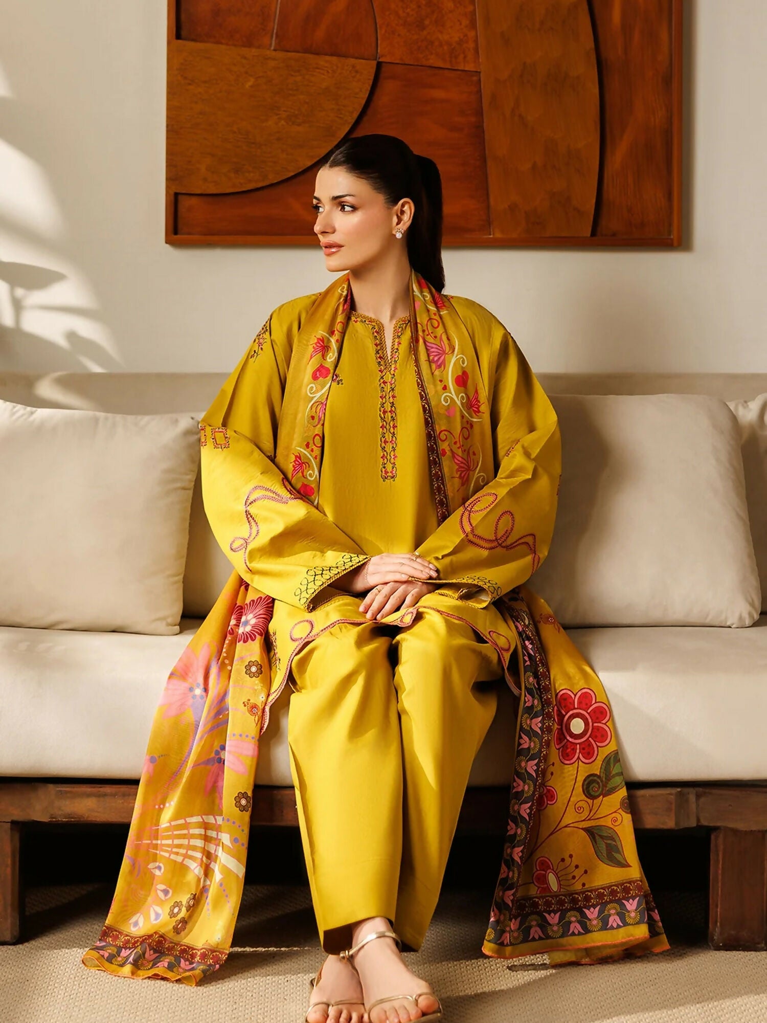 Panache Apparel Mistfall Ramadan Edit Cotton Embroidered Stitched Suit-Rosette