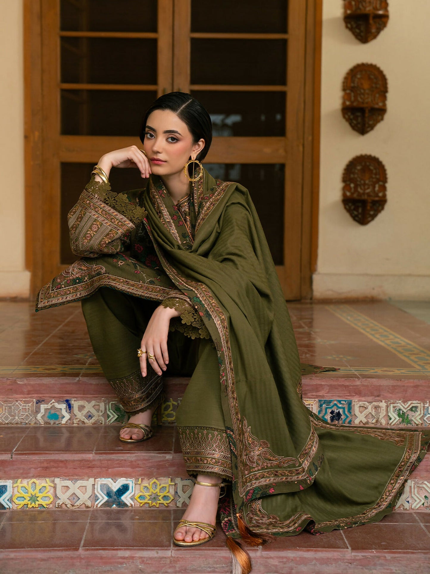 Binilyas Gulrukh Khaddar Embroidered Unstitched 3-Piece Suit-67-B