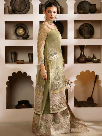 Shiza Hassan Shehnai Zari Net Embroidered Stitched 4-Piece Suit-Raya
