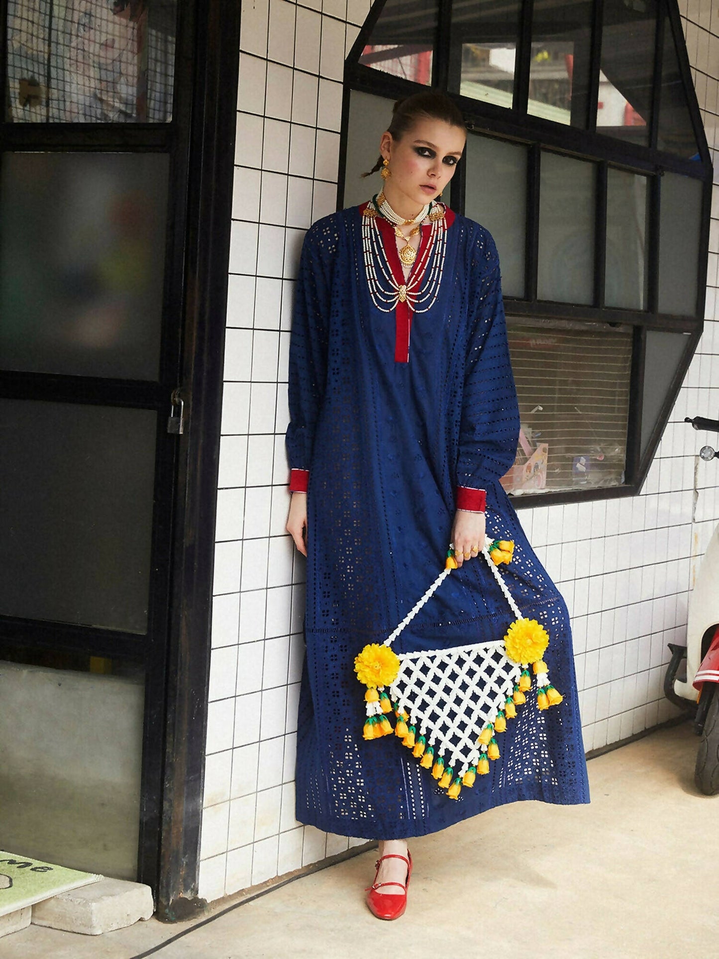 Jugnu by Hussain Rehar Womenswear SS/24 Cotton Embroidered Shirt-Luxe