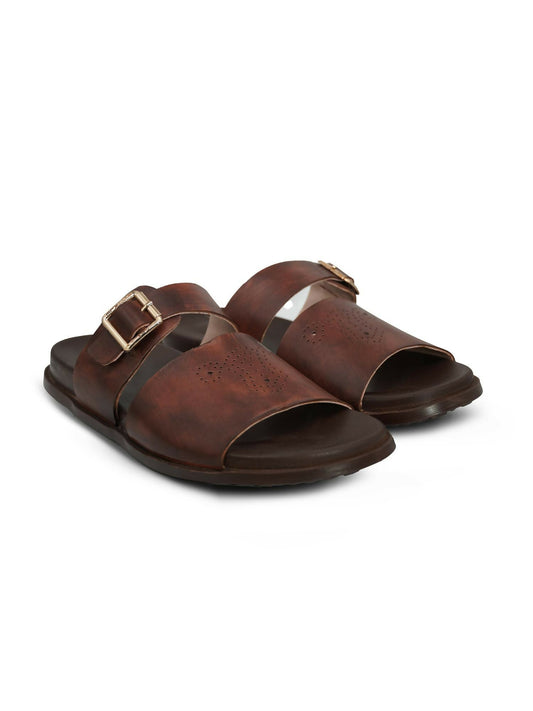 Men's cow leather slippers by Royale Leather with sleek design and durable rubber sole, ideal for everyday casual wear