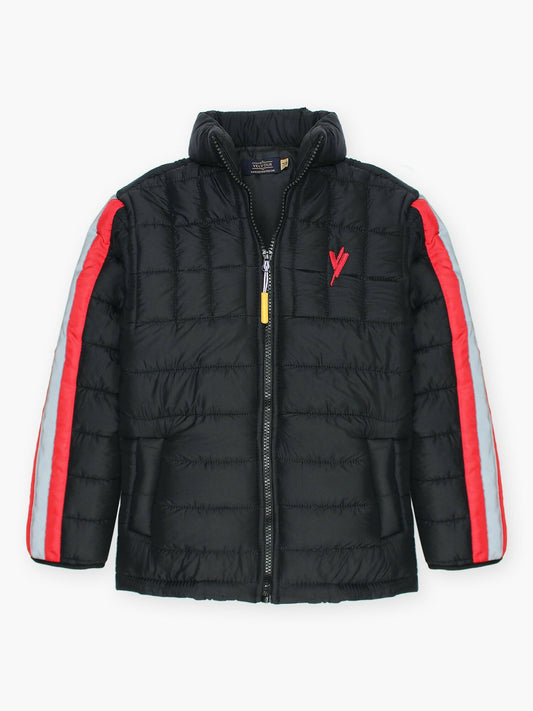 Black Velvour Puffer Jacket-VJ43-C