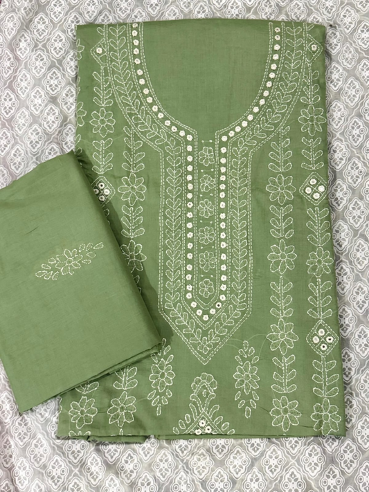 Fahim unstitched 2-piece suit with floral vase embroidery on cotton net shirt and matching embroidered cotton net dupatta