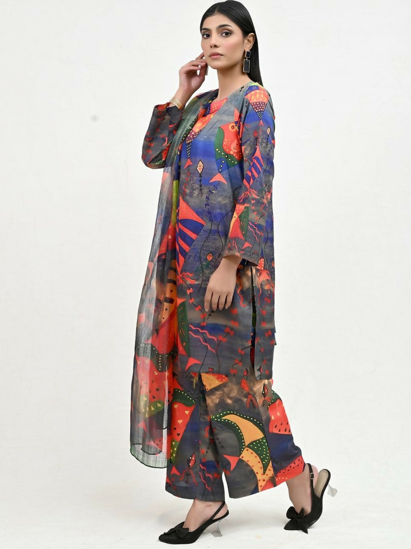 Imran Aftab Basant Mela Raw Silk Printed Stitched 3-Piece Suit-IARP 05