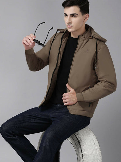 Black,Olive and Beige Funky Sherpa Fur Lining Super Warm Hooded Jacket-14086