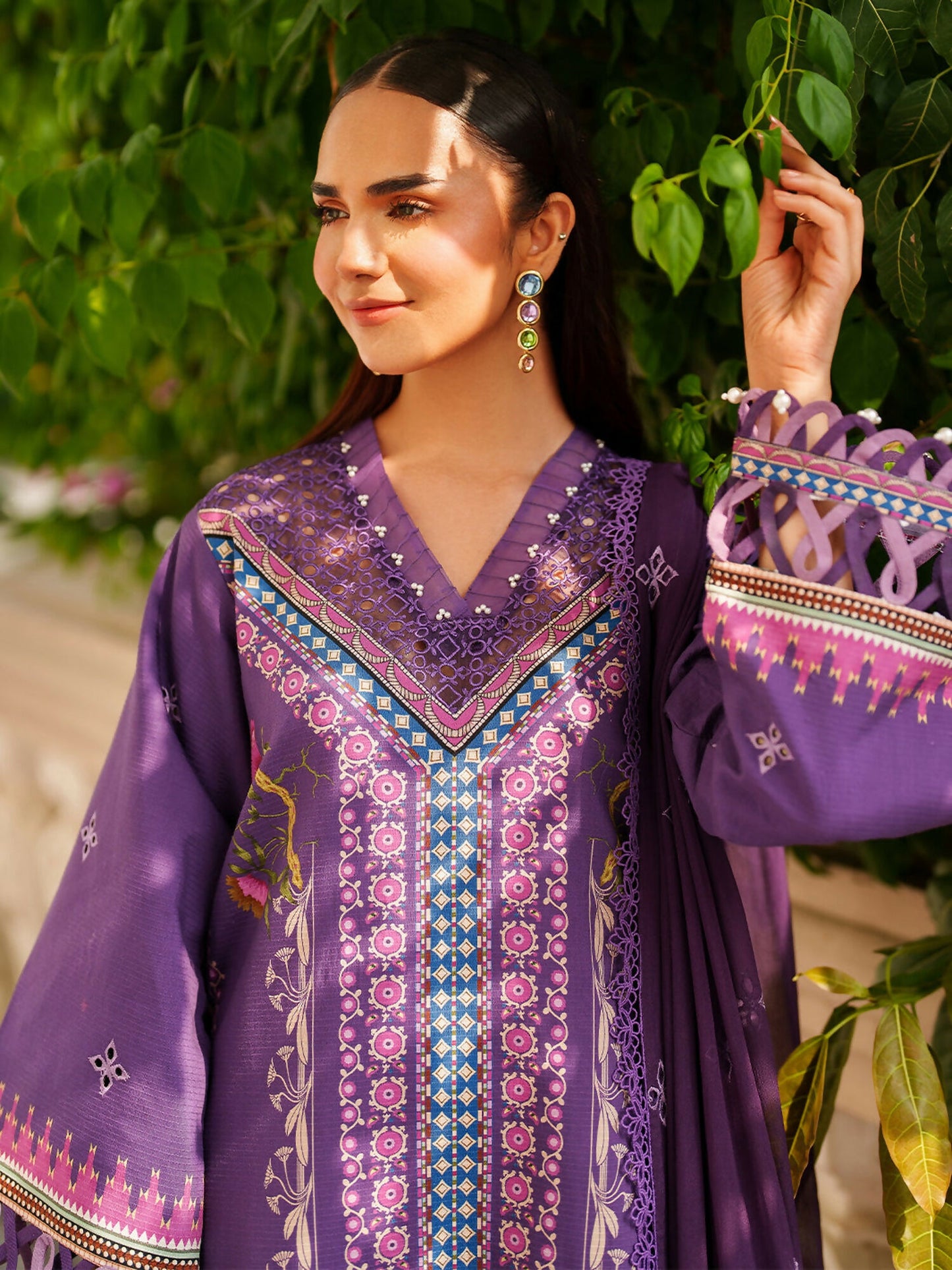 Parishay Ivy Bloom Viscose Embroidered Stitched 3-Piece Suit-IW-08