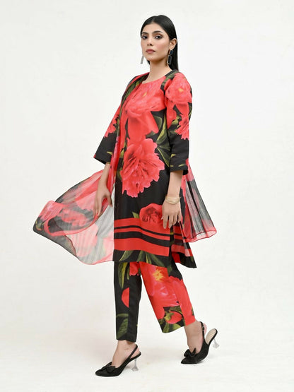 Imran Aftab Valentine's Day Raw Silk Printed Unstitched 3-Piece Suit-IAVD 01