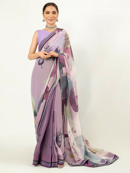 Imran Aftab Chiffon Printed Unstitched Saree-IASC 04