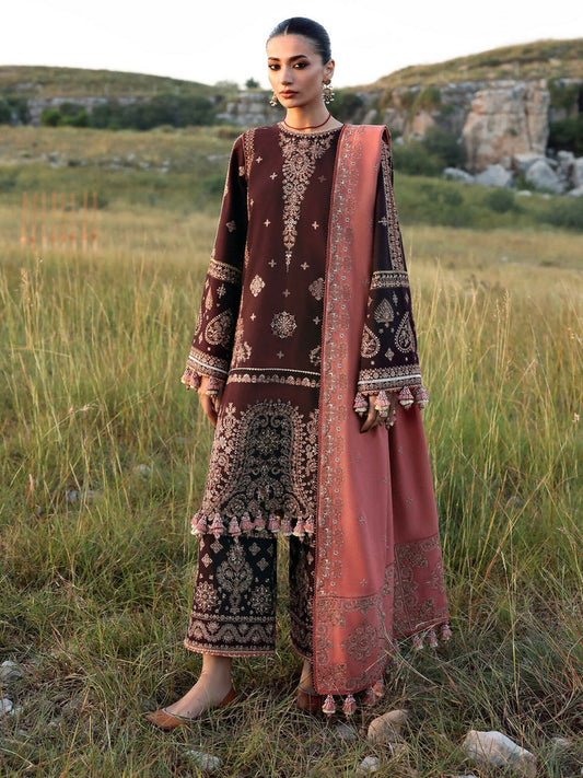Hussain Rehar Khaddar'25 Embroidered Unstitched 3-Piece Suit-Nazneen