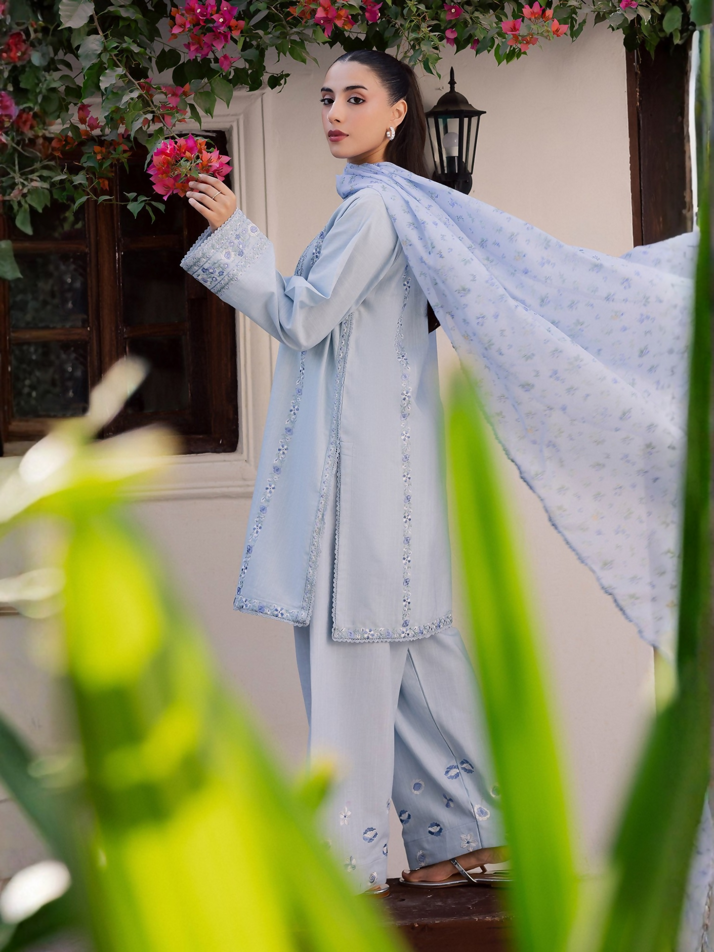 Mannat Clothing Laila Winter Pret '25 Karandi Embroidered Stitched Suit-Mist