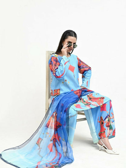 Imran Aftab Basant Mela Raw Silk Printed Unstitched 3-Piece Suit-IARP 10