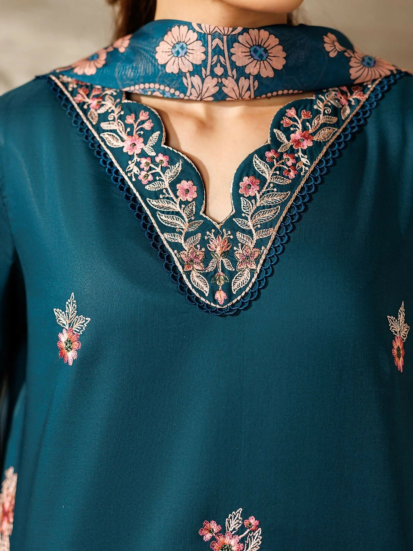 Panache Apparel Mistfall Ramadan Edit Cotton Embroidered Stitched Suit-Mystique