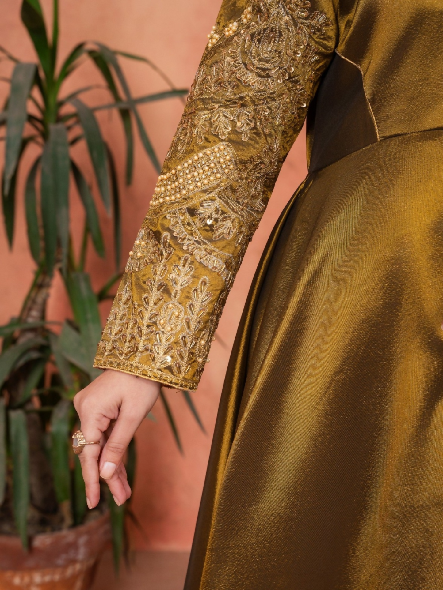 Stylish Collection Majeste Silk Embroidered Maxi-Zuri Golden