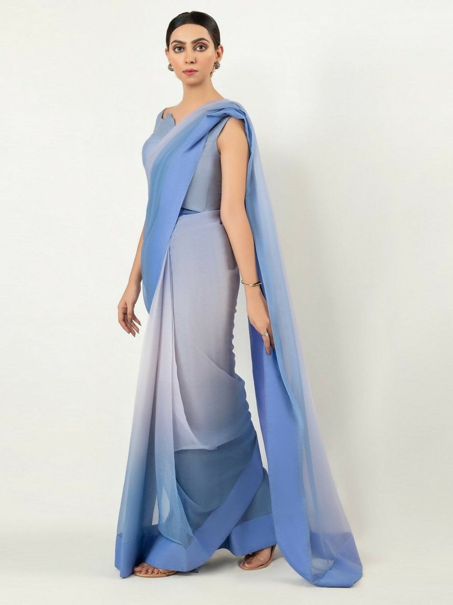 Imran Aftab Chiffon Printed Stitched Saree-IASC 16