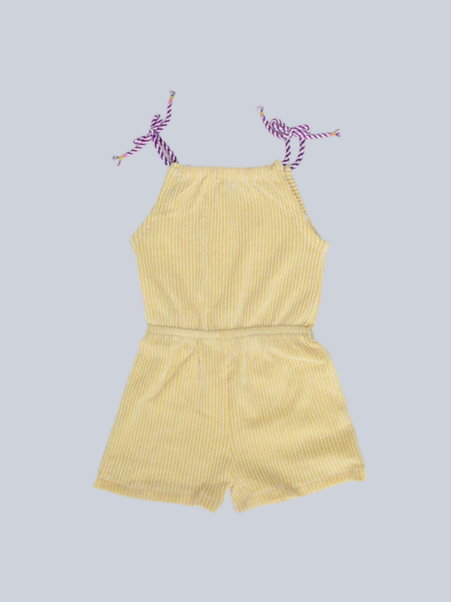 Yellow Funky Single Cord Knit Trendy Short Jump Suit-13852
