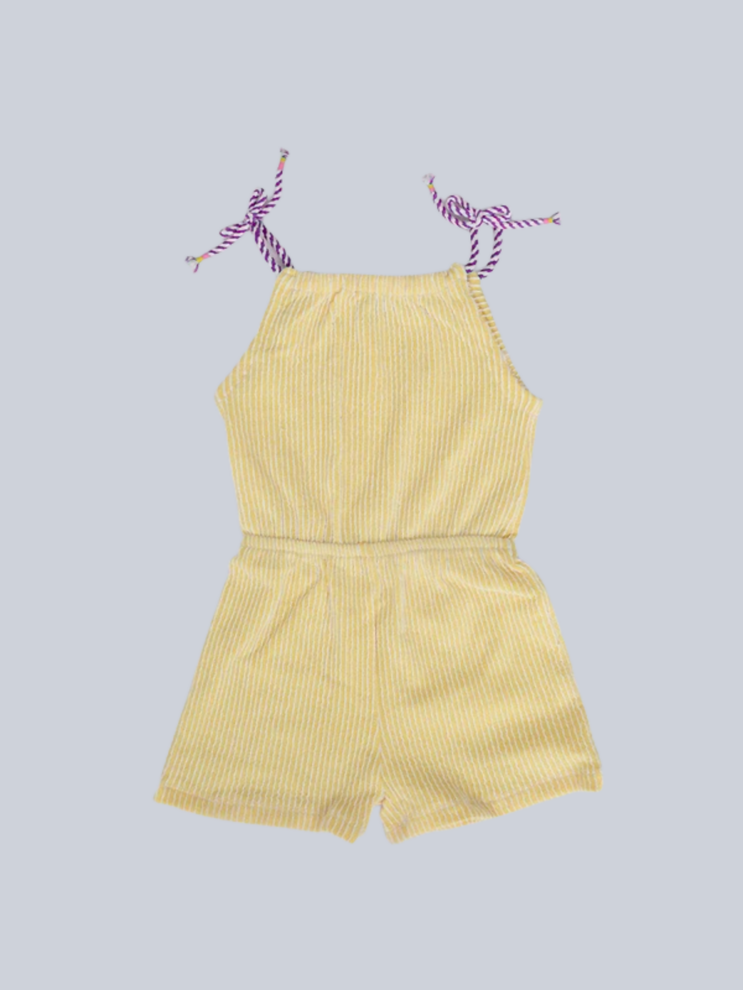 Yellow Funky Single Cord Knit Trendy Short Jump Suit-13852