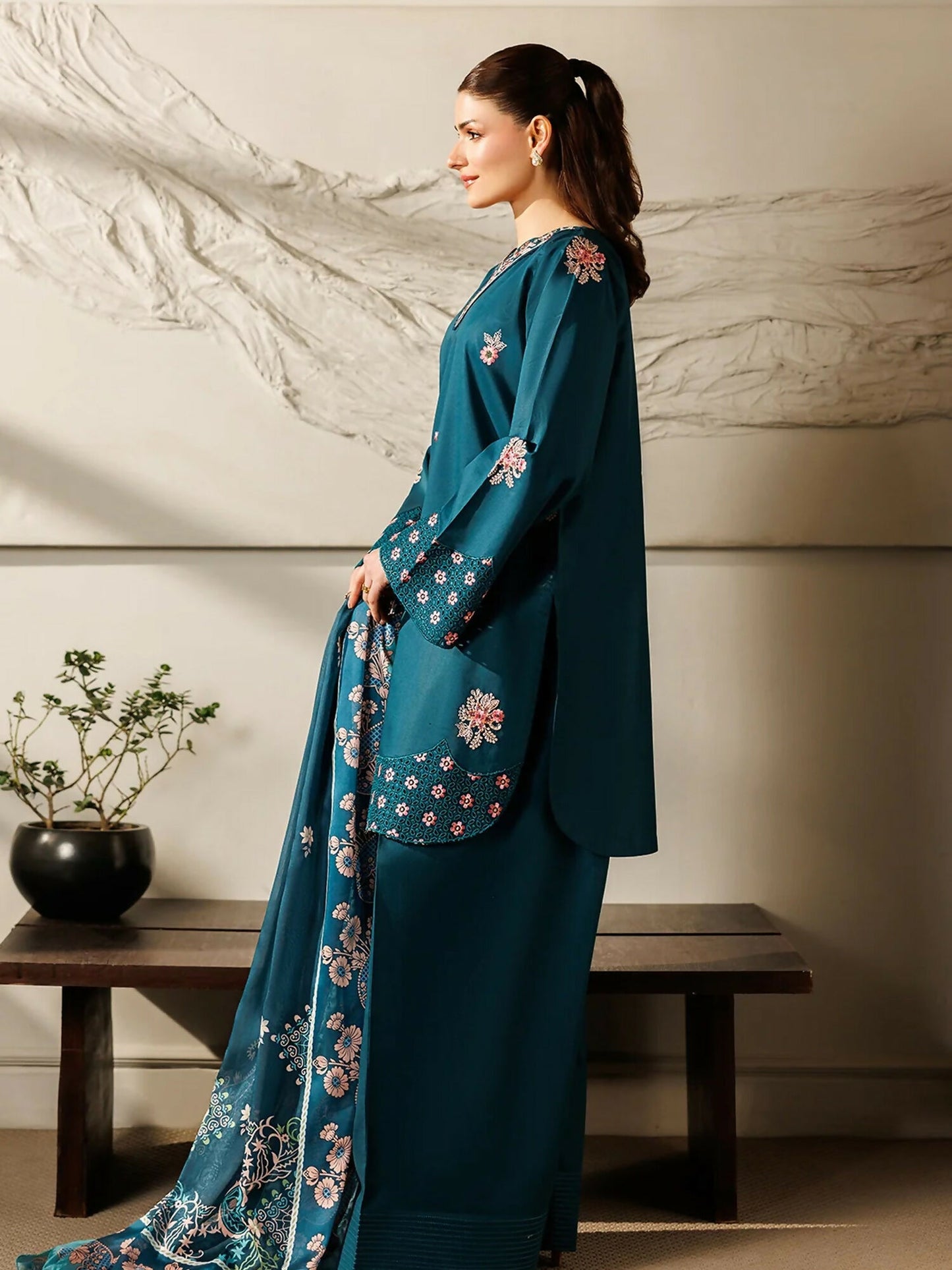 Panache Apparel Mistfall Ramadan Edit Cotton Embroidered Stitched Suit-Mystique