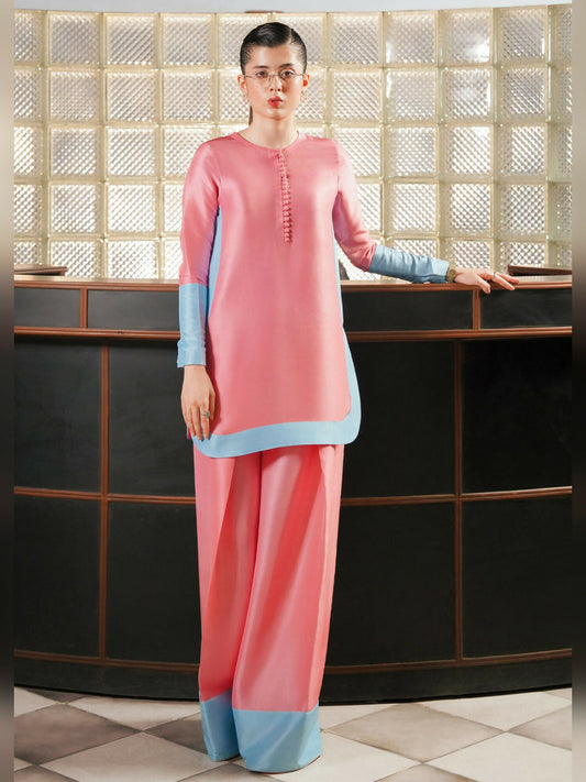 Pink Hussain Rehar PAY DAY VOL. IV Raw Silk Stitched 2-Peice-Hibiscus