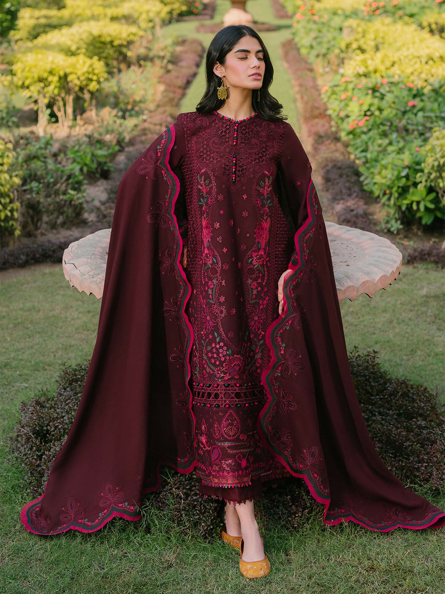 Binilyas Karandi Embroidered Unstitched 3-Piece Suit-154-B