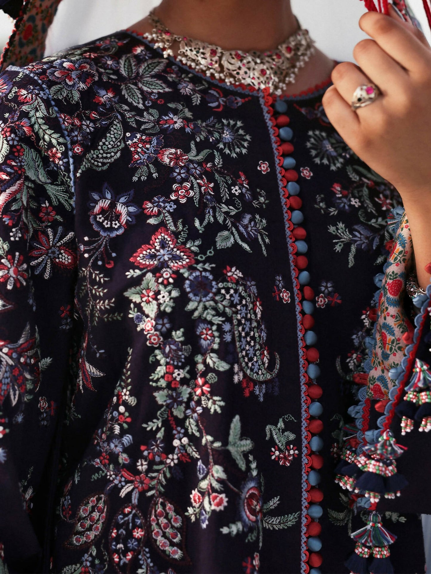 Hussain Rehar Karandi'25 Embroidered Unstitched 3-Piece-Rouge